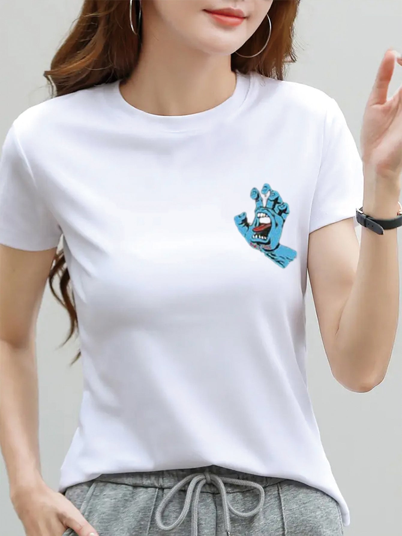 Screaming Hand Skate Tees Fashion Casual T-shirt for Women Graphic Tees Funny Graphic Tees for Women Women T-shirts Summer Tops