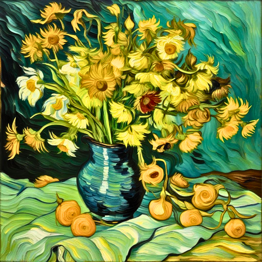 Van Gogh Style Still Life Yellow Flowers  - 24 Color Paint by Number Kit