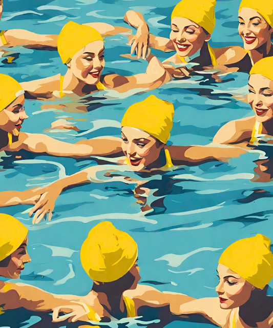 Swimmers in Yellow Caps - 24 Color Paint by Number Kit