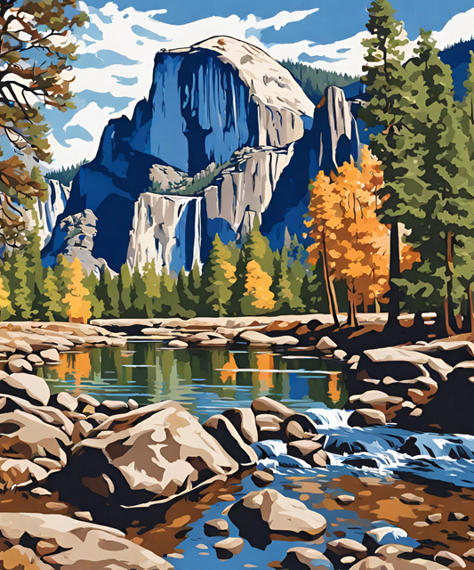 Yosemite Half Dome - 24 Color Paint by Number Kit