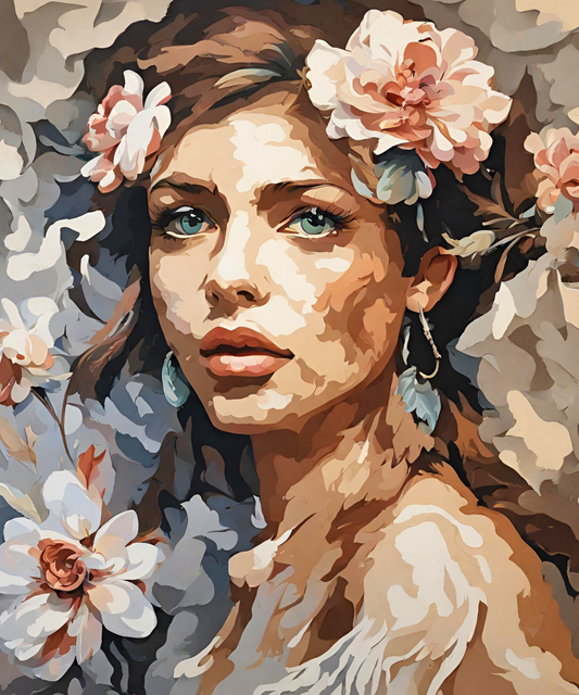 Girl with Flowers - 24 Color Paint by Number Kit
