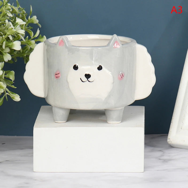 Ceramic Flower Pot Cartoon Animal Plant Macetas Balcony Decorations Vaso Suculenta Planter Vertical Garden Pots Cute Flowerpot