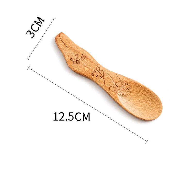 Cute Cartoon Children Wooden Spoon Coffee Tea Soup Stirring Spoons Dessert Honey Cutlery Baby Kids Kitchen Tools Tableware