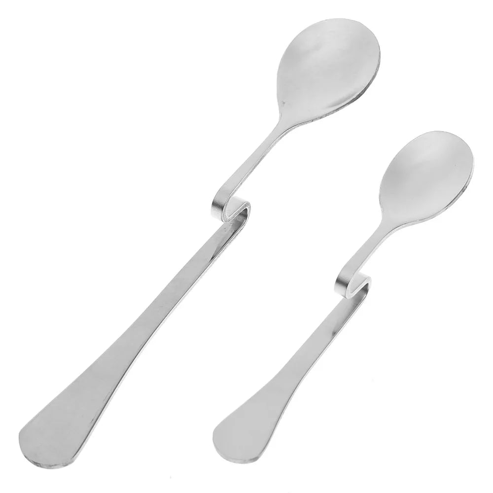 1PC Cute Curved Coffee Spoon Teaspoon Unique Condiment Drink Hanging Tea Coffee Dessert Stainless Steel Drink Tableware