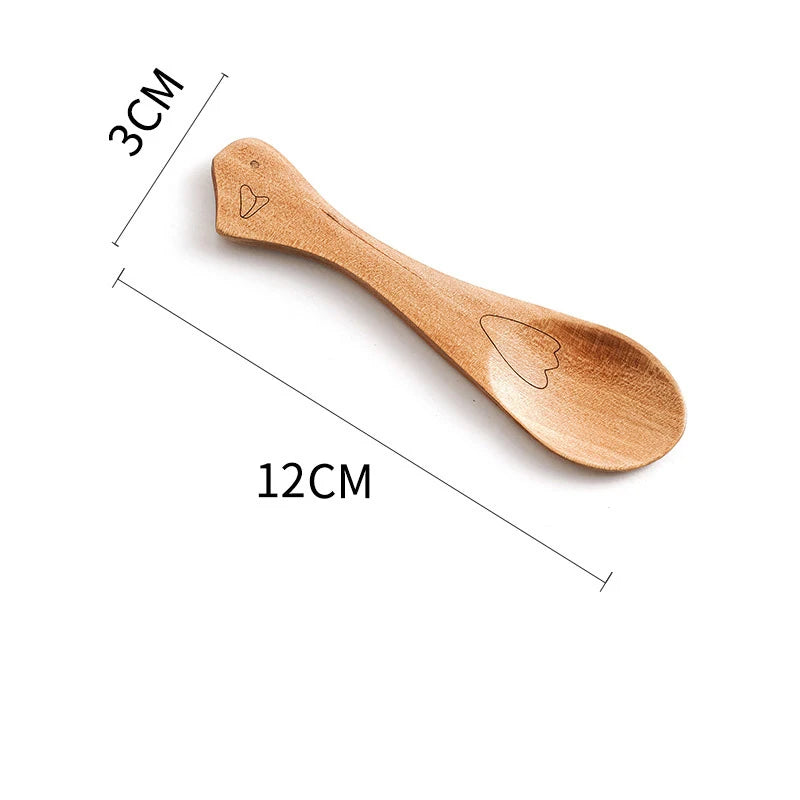 Cute Cartoon Children Wooden Spoon Coffee Tea Soup Stirring Spoons Dessert Honey Cutlery Baby Kids Kitchen Tools Tableware