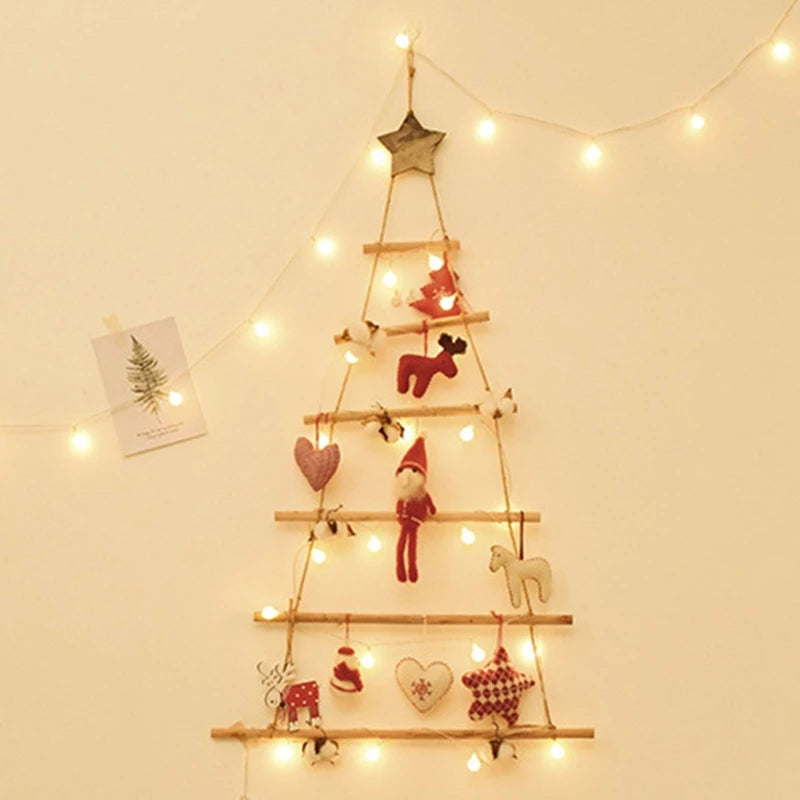 2022 New Nordic Style DIY Wooden Christmas Tree Artificial Fake Ornaments Wall Decoration