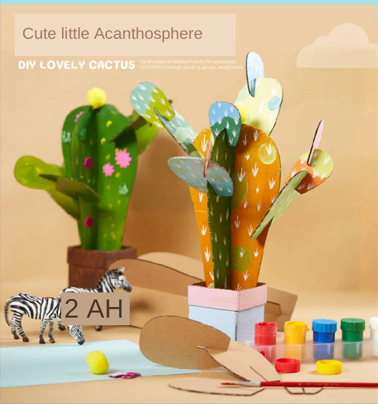 DIY Art And Craft Toys For Children Carton Paper Material Manual Lovely Cactus Frame Kindergarten Educative Girl Boy Toys