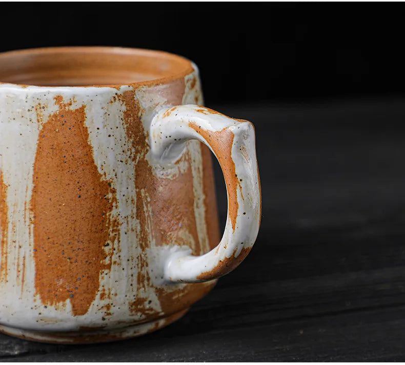 Painted Ceramic Coffee Mug Handmade Retro Tea Mug Japanese Coarse Pottery Coffee Cup Creative Household Water Cup