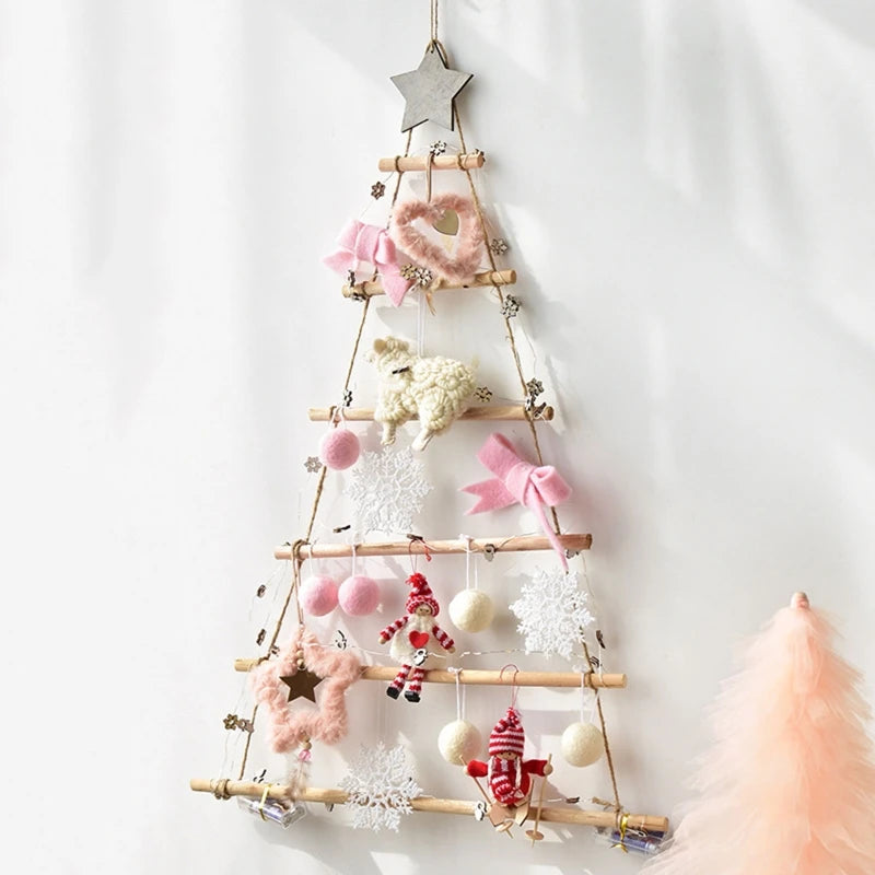 2022 New Nordic Style DIY Wooden Christmas Tree Artificial Fake Ornaments Wall Decoration