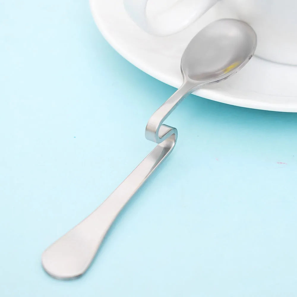 1PC Cute Curved Coffee Spoon Teaspoon Unique Condiment Drink Hanging Tea Coffee Dessert Stainless Steel Drink Tableware