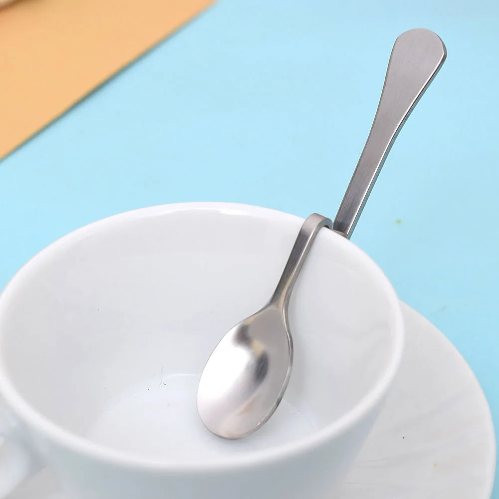 1PC Cute Curved Coffee Spoon Teaspoon Unique Condiment Drink Hanging Tea Coffee Dessert Stainless Steel Drink Tableware