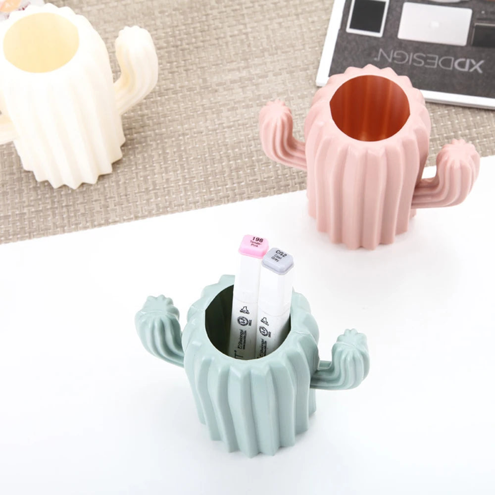 European Plastic Vase Home Decor Imitation Ceramic Cactus Vase Flower Pot Wedding Decoration Unbreakable Creative Pen Holder