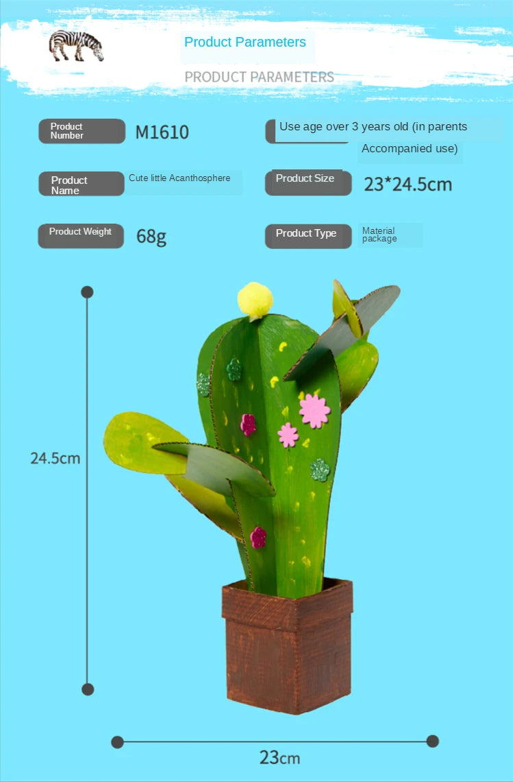 DIY Art And Craft Toys For Children Carton Paper Material Manual Lovely Cactus Frame Kindergarten Educative Girl Boy Toys