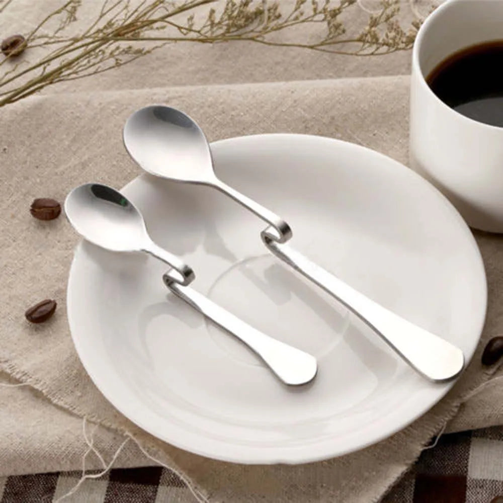 1PC Cute Curved Coffee Spoon Teaspoon Unique Condiment Drink Hanging Tea Coffee Dessert Stainless Steel Drink Tableware