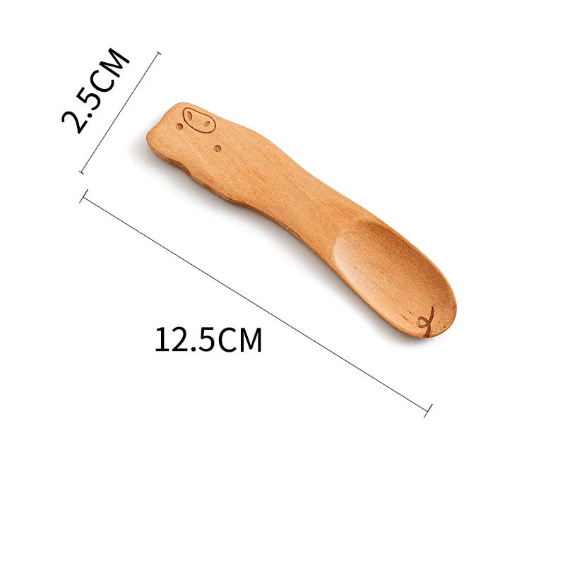 Cute Cartoon Children Wooden Spoon Coffee Tea Soup Stirring Spoons Dessert Honey Cutlery Baby Kids Kitchen Tools Tableware