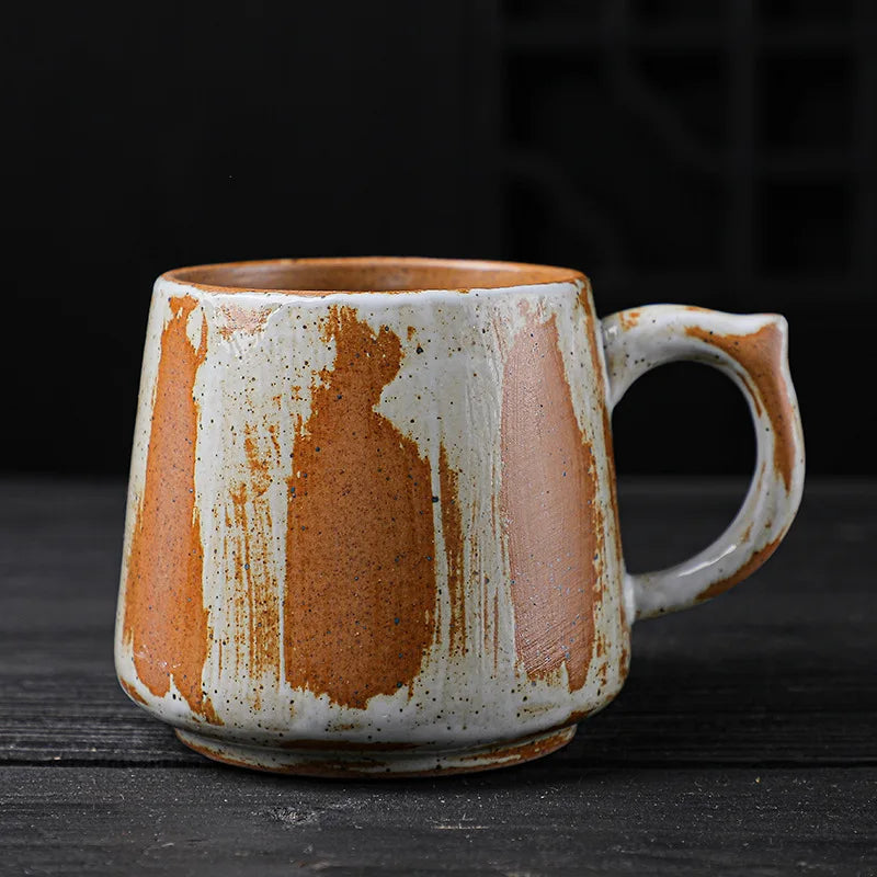 Painted Ceramic Coffee Mug Handmade Retro Tea Mug Japanese Coarse Pottery Coffee Cup Creative Household Water Cup