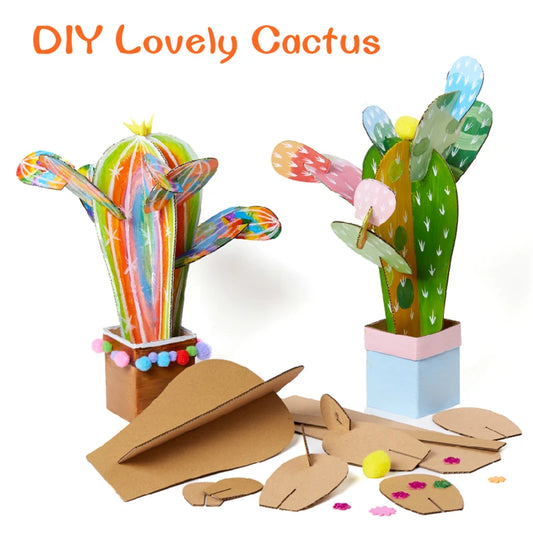 DIY Art And Craft Toys For Children Carton Paper Material Manual Lovely Cactus Frame Kindergarten Educative Girl Boy Toys