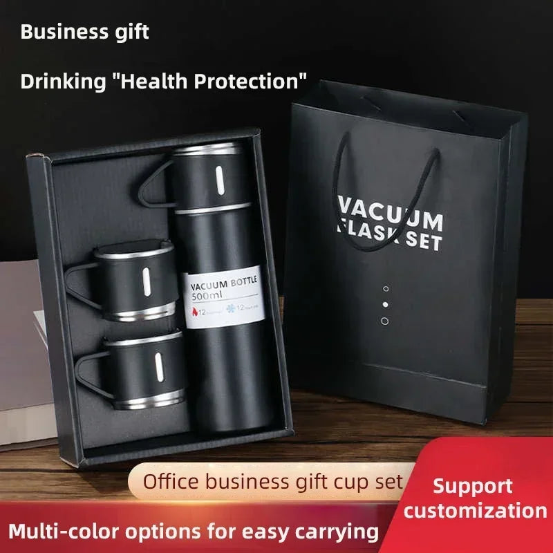 500ML 304 Stainless Steel Vacuum Insulated Bottle Gift Set Office Business Style Coffee Mug Thermos Bottle Portable Flask Carafe