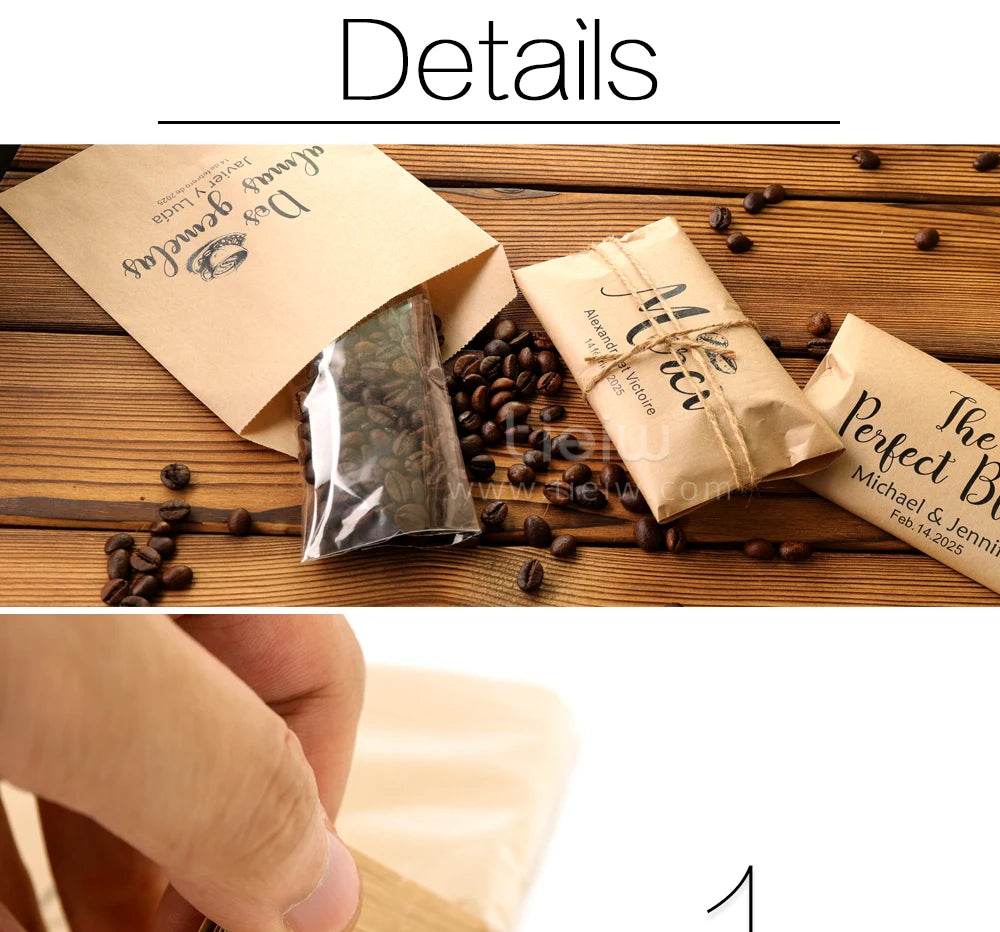 50PCS Bridal Shower Coffee Favor Bag Personalized Wedding Favor For Guest in Bulk Custom Kraft Paper Gift The Perfect Blend