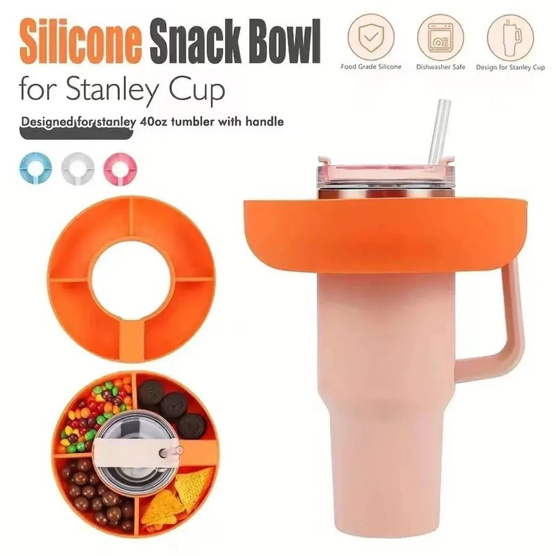 Snack Bowl for Stanley 40 oz Tumbler with Handle, for Stanley Cup Accessories Snack Tray