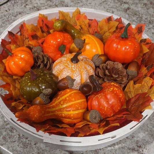 Fall Thanksgiving Decor Artificial Maple Leaves Mini Pumpkin Pine Cones Acorns Halloween Thanksgiving Table Centerpiece Supplies