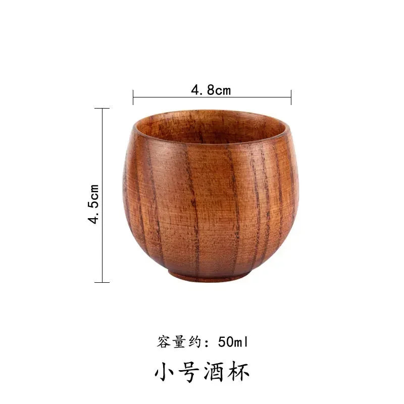 Wooden Big Belly Cups Japan Style Milk Water Cup with Handle Coffee Beer Tea Mug Handmade Natural Kitchen Bar Drinkware Cups