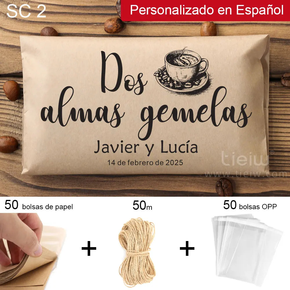 50PCS Bridal Shower Coffee Favor Bag Personalized Wedding Favor For Guest in Bulk Custom Kraft Paper Gift The Perfect Blend