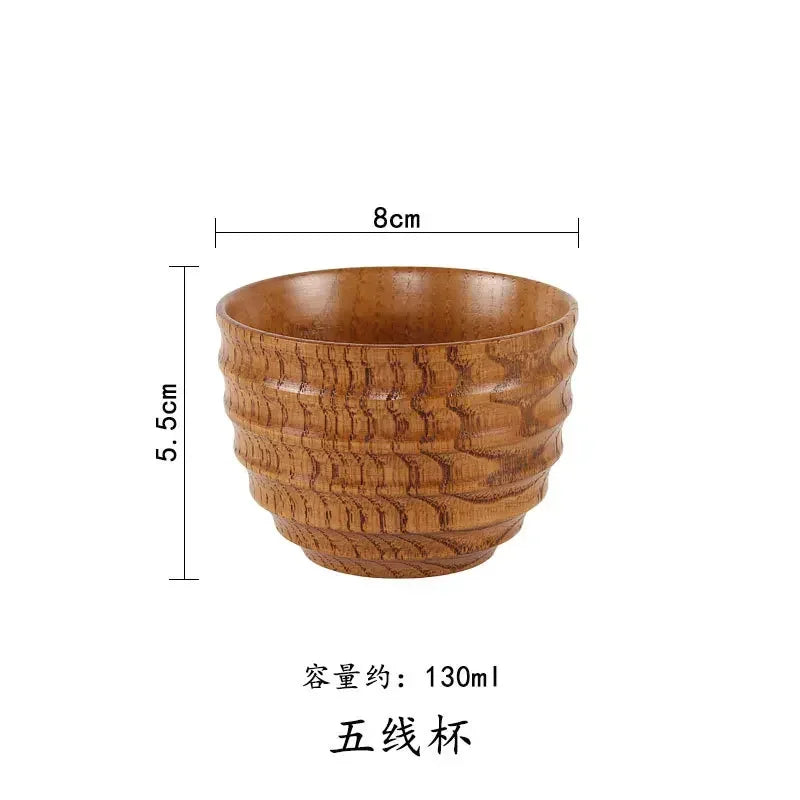 Wooden Big Belly Cups Japan Style Milk Water Cup with Handle Coffee Beer Tea Mug Handmade Natural Kitchen Bar Drinkware Cups