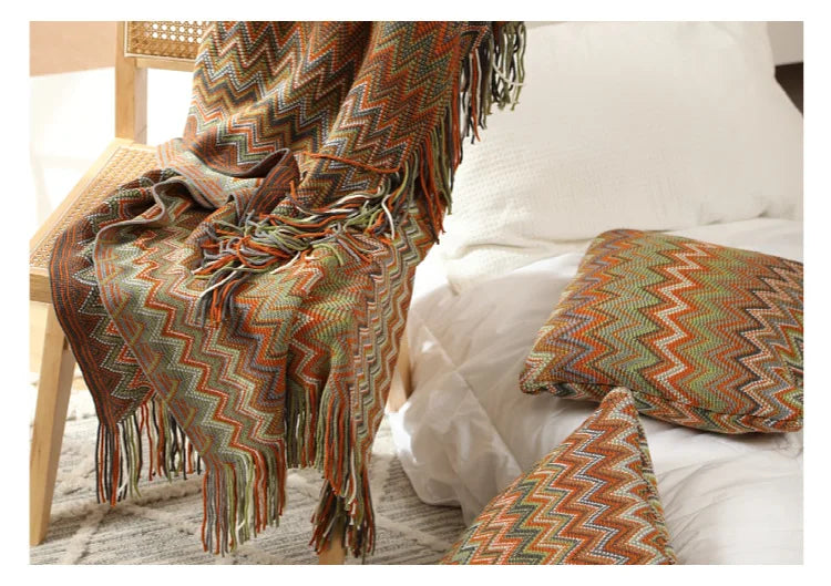 Boho Bed Plaid Blanket Geometry Aztec Baja Blankets Ethnic Sofa Cover Slipcover Decor Throw Wall Hanging Tapestry Rug Cobertor