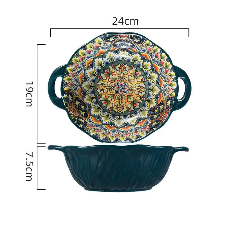 Polish style ceramic dishes household creative baking tray fruit salad mashed potatoes Noodles bowl cake plate Kitchen supplies