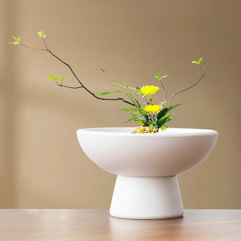 Creative Simple Flower Arranger Flower Pot Decoration Piece Living Room Desktop Ceramic Chinese Decor Flowerpot Accessories