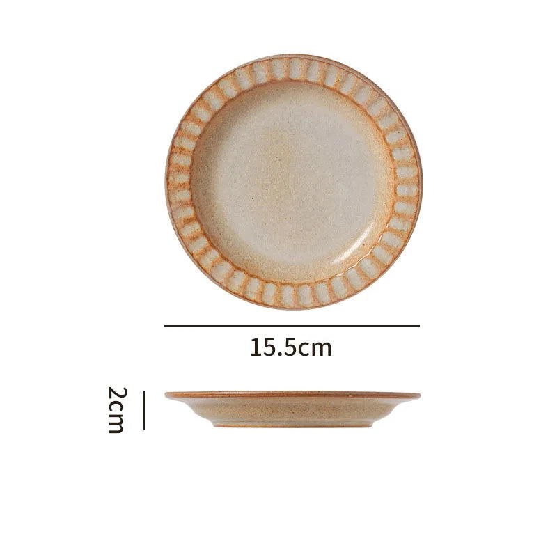 300ML Japanese Retro Rough Pottery Mug Unique Ceramic Office Coffee Cup Dish Set Home Creative Vertical Pattern Brewing Tea Cup