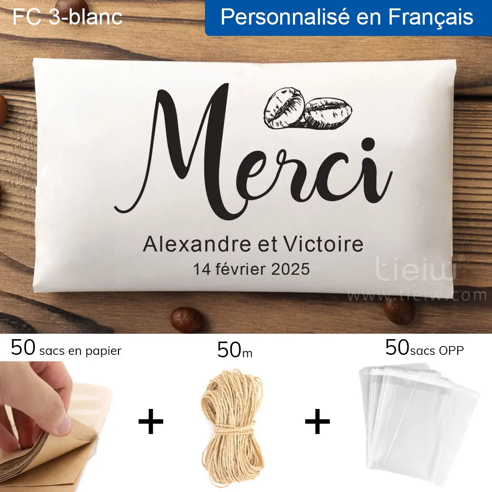 50PCS Bridal Shower Coffee Favor Bag Personalized Wedding Favor For Guest in Bulk Custom Kraft Paper Gift The Perfect Blend