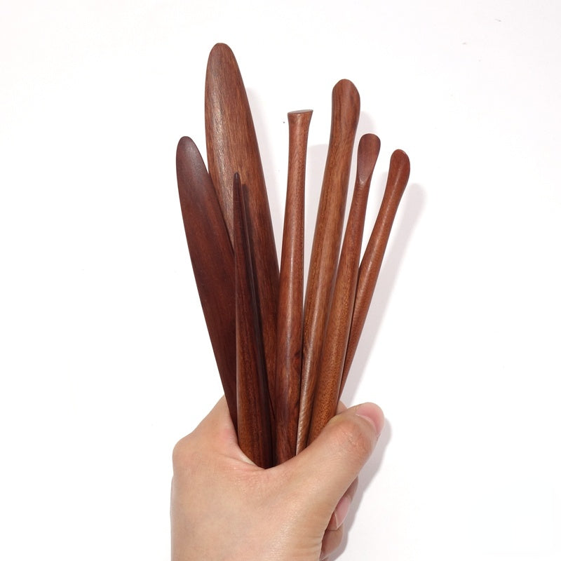 7-piece Set of Polishing Pen Mahogany Carving Tools DIY Soft Pottery Clay Pottery Modeling Carving Details Clay Shaping Knife