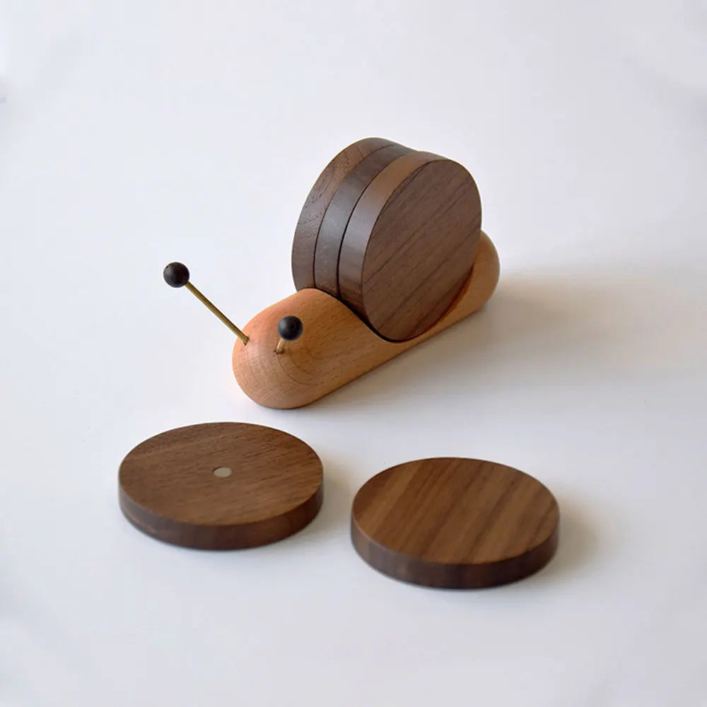 Wooden Coaster Set DIY Snail Coaster Home Desktop Decoration Coffee Tea Insulation Anti-Slip Placemat Solid Wood Coasters