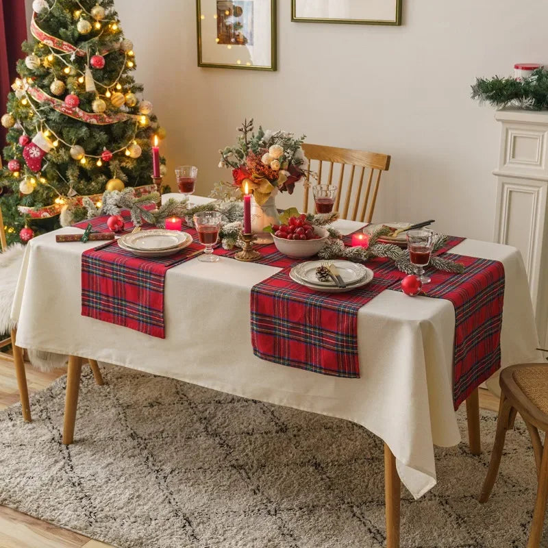 4pcs Table Napkin Christmas Placemats Red Soft Scottish Tartan Plaid Cloth Napkins Decorative Kitchen Festive Home Table Decor