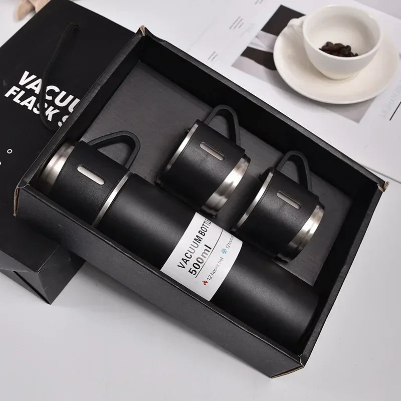 500ML 304 Stainless Steel Vacuum Insulated Bottle Gift Set Office Business Style Coffee Mug Thermos Bottle Portable Flask Carafe