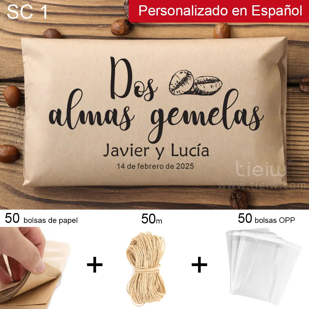 50PCS Bridal Shower Coffee Favor Bag Personalized Wedding Favor For Guest in Bulk Custom Kraft Paper Gift The Perfect Blend