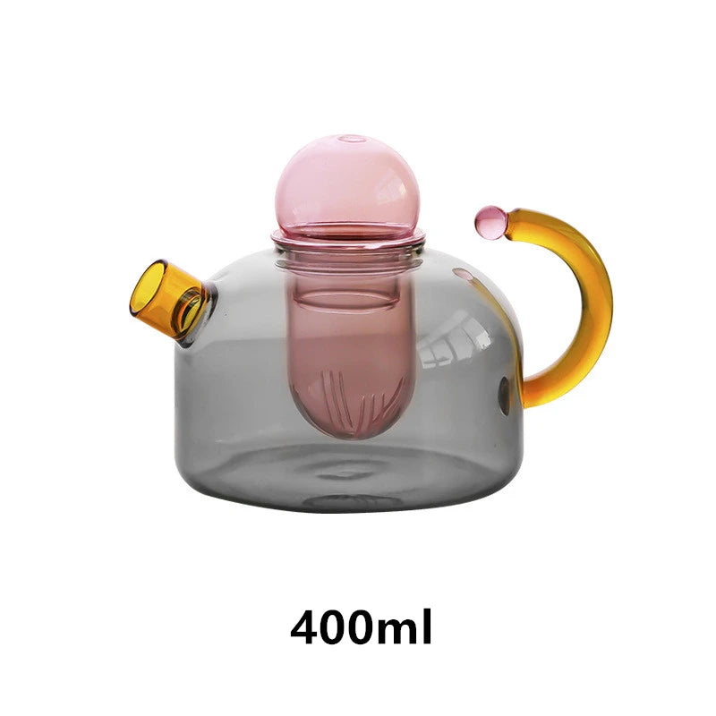 Contrasting Colour Tea pot Colorful Glass Tea water Separation Filtration Teapot Tea cup set Creative Drinkware Teakettle