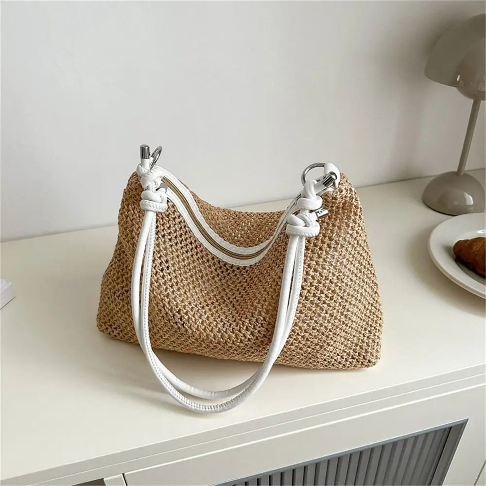 Cute Woven Straw Bag Rattan Large Capacity Handbag Handmade Braid Tote Shoulder Bag Women Girls Fashion Summer Beach Ladies