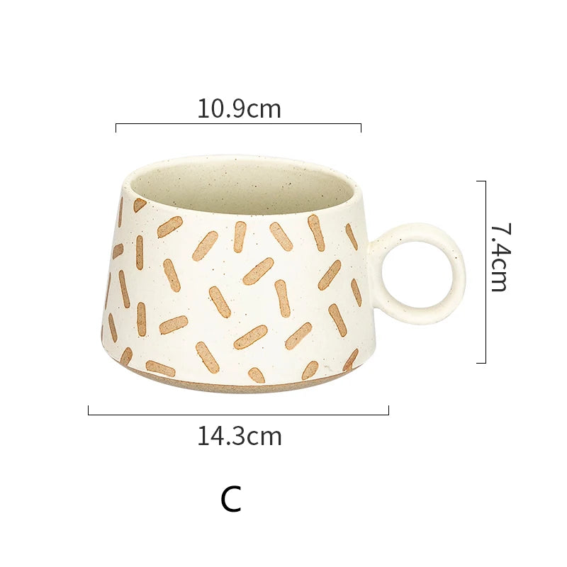 380ml Ceramic Mug Vintage Large Capacity Couple Drinkware Breakfast Mug Terracotta Water Mug Coffee Mug With Handle