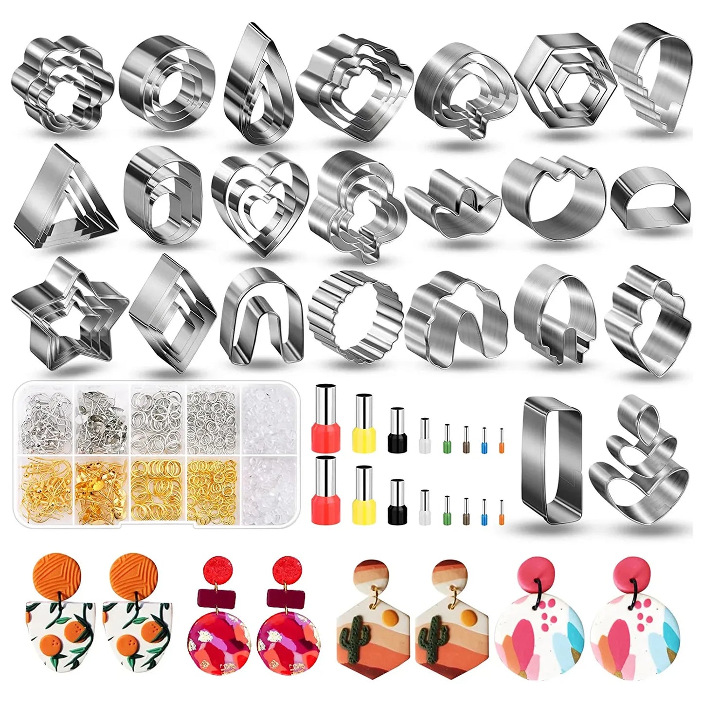 Polymer Clay Earring Making Kit Stainless Steel Cutters Mold Handmade Tool Pottery Diy Ceramic Craft Designer Jewelry Supplies