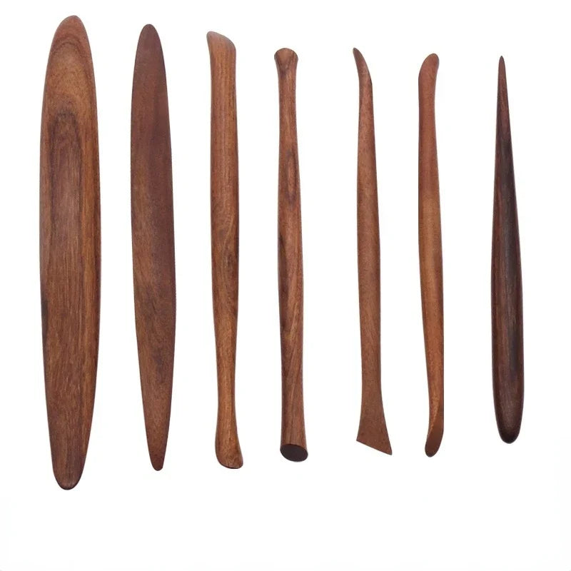 7-piece Set of Polishing Pen Mahogany Carving Tools DIY Soft Pottery Clay Pottery Modeling Carving Details Clay Shaping Knife