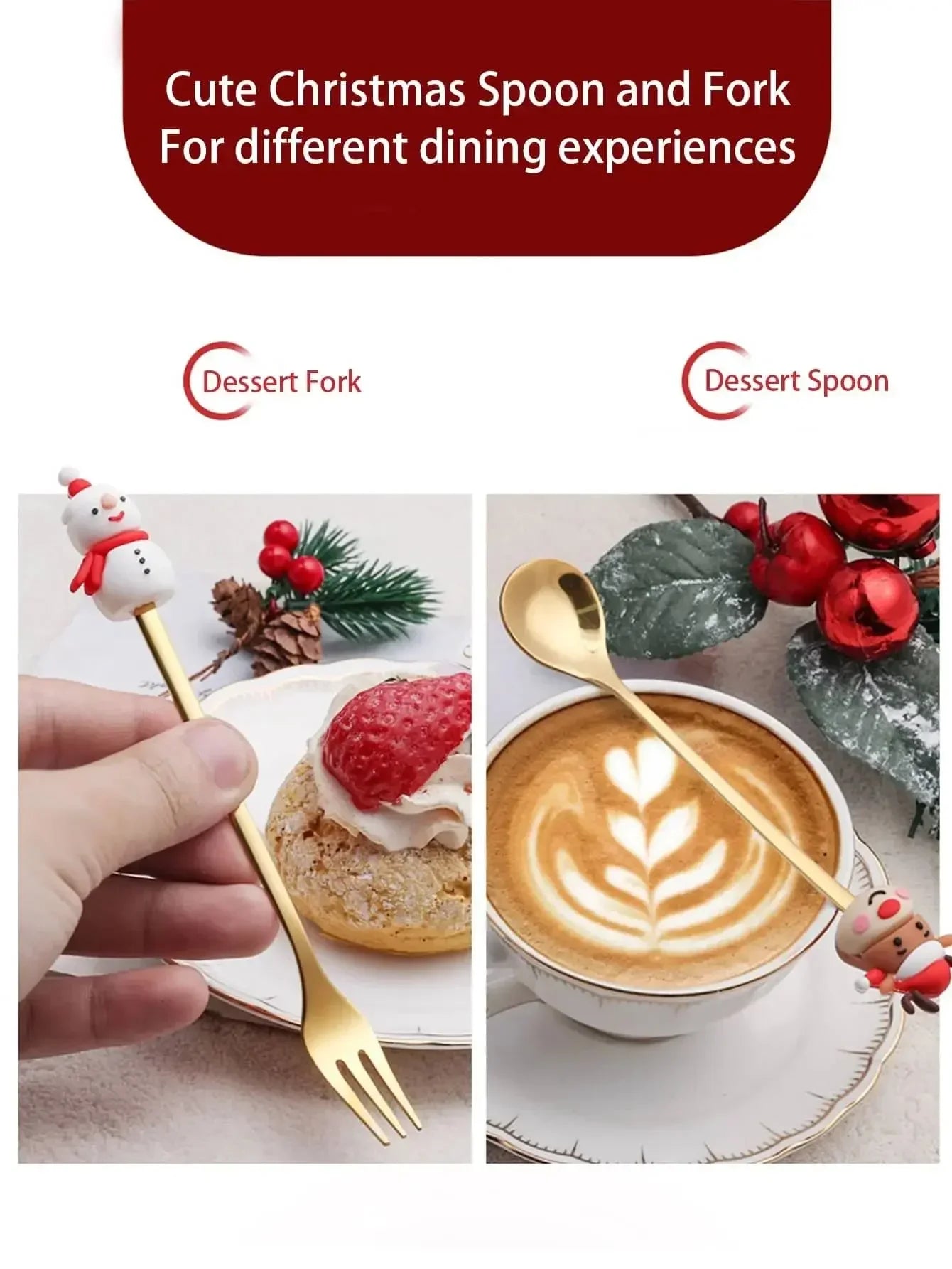 New Christmas Tableware Set Spoon and Fork Stainless Steel Creative Tableware Coffee Tea Dessert Spoon Exquisite Gift Set