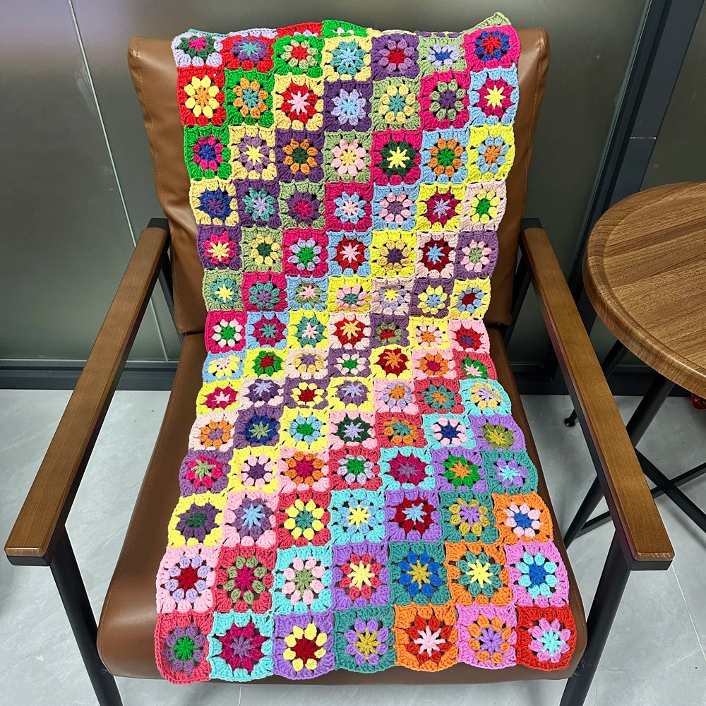 DIY Colourful Daisy Handmade Hand Hook Tablecloth Fashion Carpet Crochet Blanket Yoga Bolster Cushion Party Crochet Table Mat