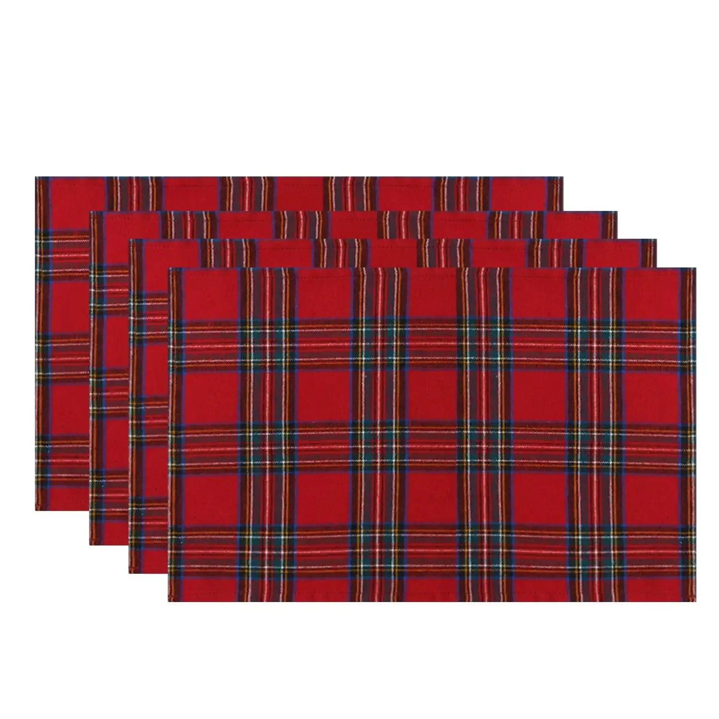 4pcs Table Napkin Christmas Placemats Red Soft Scottish Tartan Plaid Cloth Napkins Decorative Kitchen Festive Home Table Decor