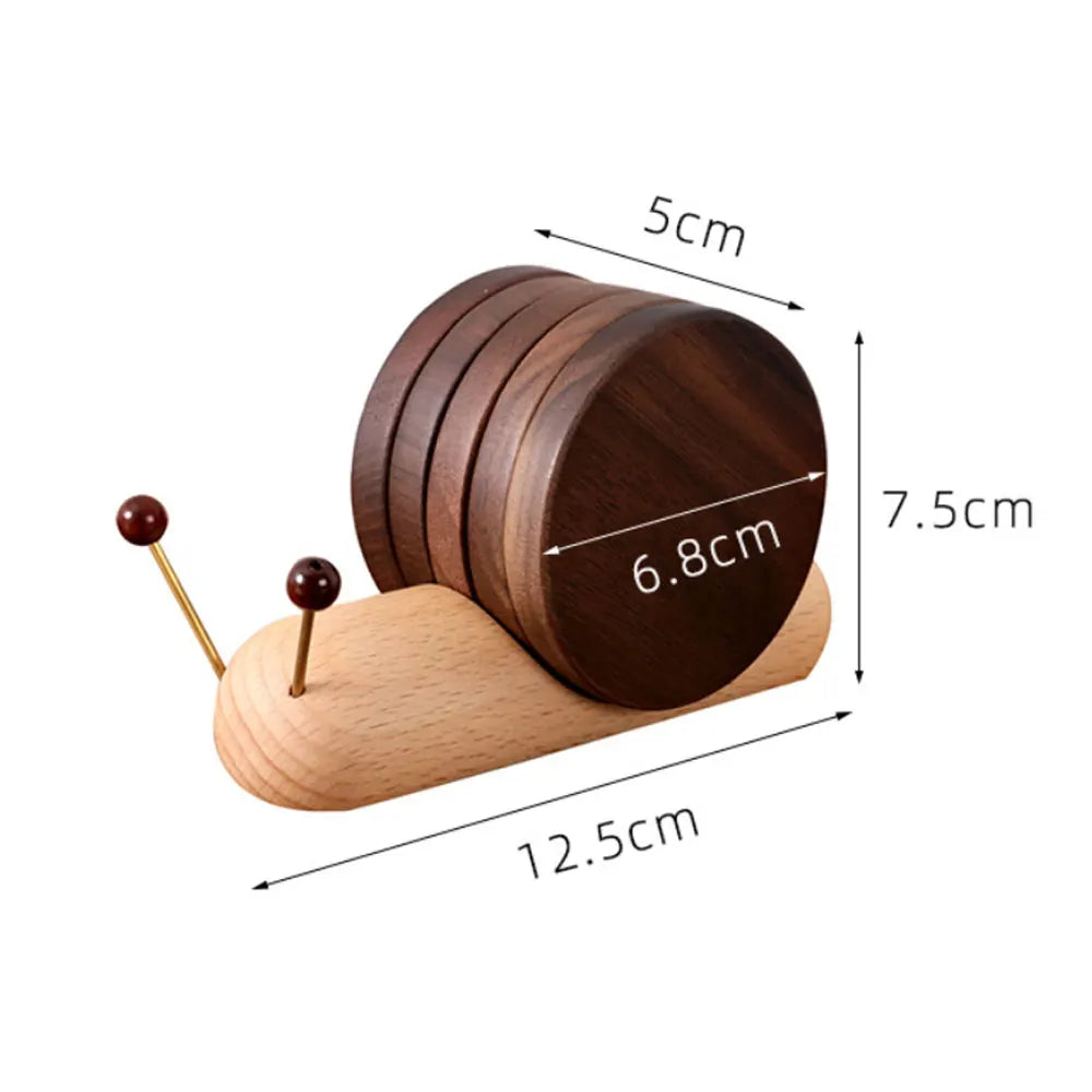 Wooden Coaster Set DIY Snail Coaster Home Desktop Decoration Coffee Tea Insulation Anti-Slip Placemat Solid Wood Coasters