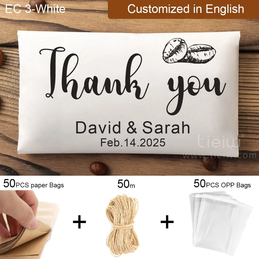 50PCS Bridal Shower Coffee Favor Bag Personalized Wedding Favor For Guest in Bulk Custom Kraft Paper Gift The Perfect Blend