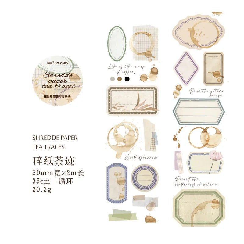 Card Lover 50mm*2m [Coffee Shop Series] Simplicity Journal Masking Tape PET Washi Tape Scrapbooking Material Scrapbook Kit