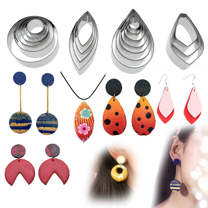 Polymer Clay Earring Making Kit Stainless Steel Cutters Mold Handmade Tool Pottery Diy Ceramic Craft Designer Jewelry Supplies